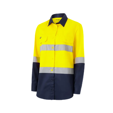 KingGee Women's Hi Vis Vented Spliced Long Sleeve Work Shirt K44221 Metro Workwear