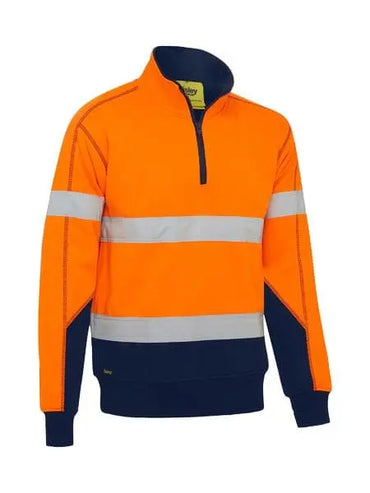 Bisley Taped Hi Vis 1/4 Zip Fleece Pullover With Sherpa Lining BK6987T Metro Workwear.