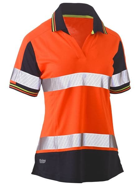 Bisley Women's Taped Two Tone Hi Vis V-neck Polo Shirt BKL1225T Metro Workwear.