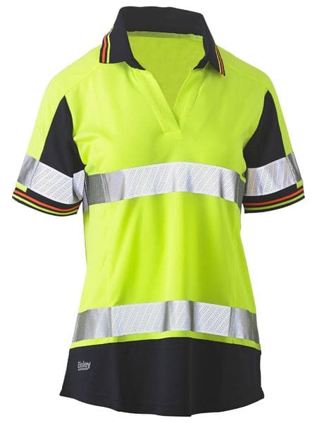 Bisley Women's Taped Two Tone Hi Vis V-neck Polo Shirt BKL1225T Metro Workwear.