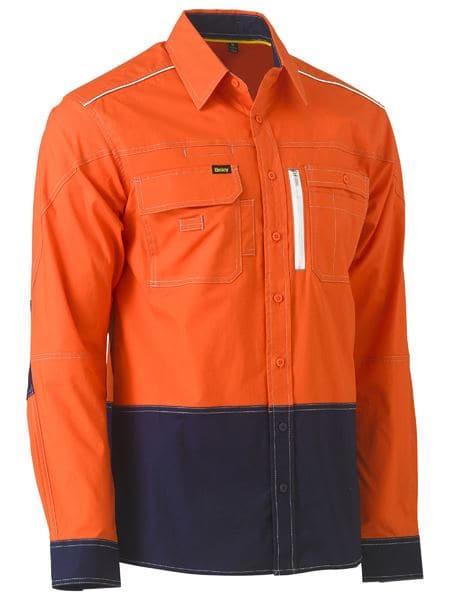 Bisley Flx & Move™ Two Tone Hi Vis Utility Shirt BS6177 Metro Workwear.