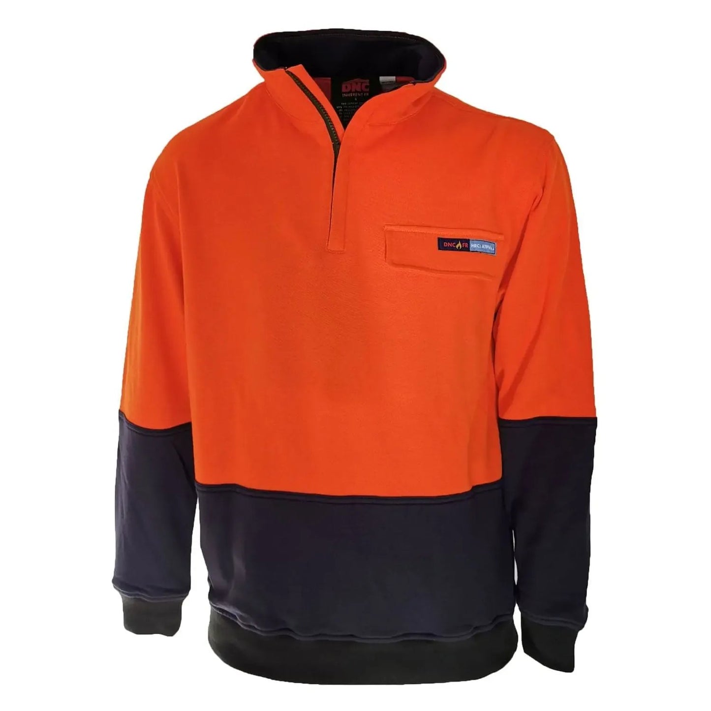 DNC Hi-vis 1/2 Zip Flame Retardant PPE/HRC2 Jumper 3423