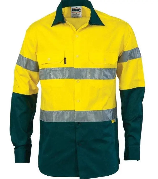 Dnc Workwear Hi-vis Cool-breeze Long Sleeve Cotton Shirt With Generic Reflective Tape - 3966 Metro Workwear.