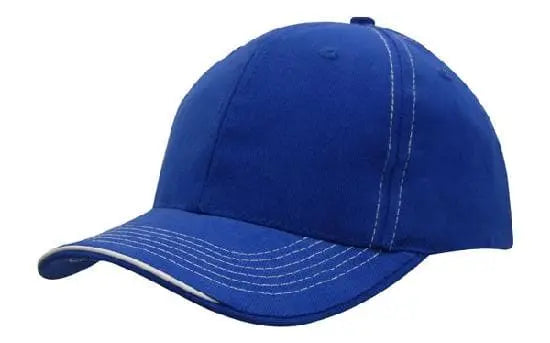Headwear Cap With Contrast Sts & Sandwich X12 - 4097 in Royal/White