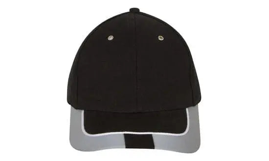 Headwear Bhc W/reflective Trim And Tab On Peak Cap X12 - 4214 in Black/Silver