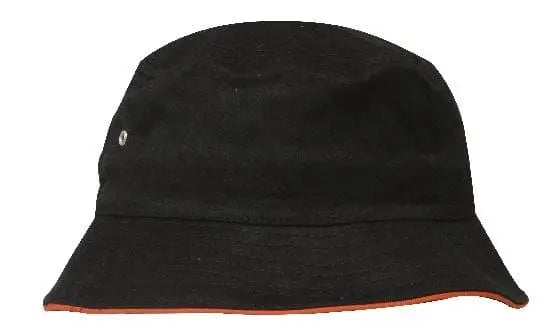 Headwear Bucket Hat With Sandwich Trim Brushed Heavy Sports Twill *no Sandwich* X12 Metro Workwear.