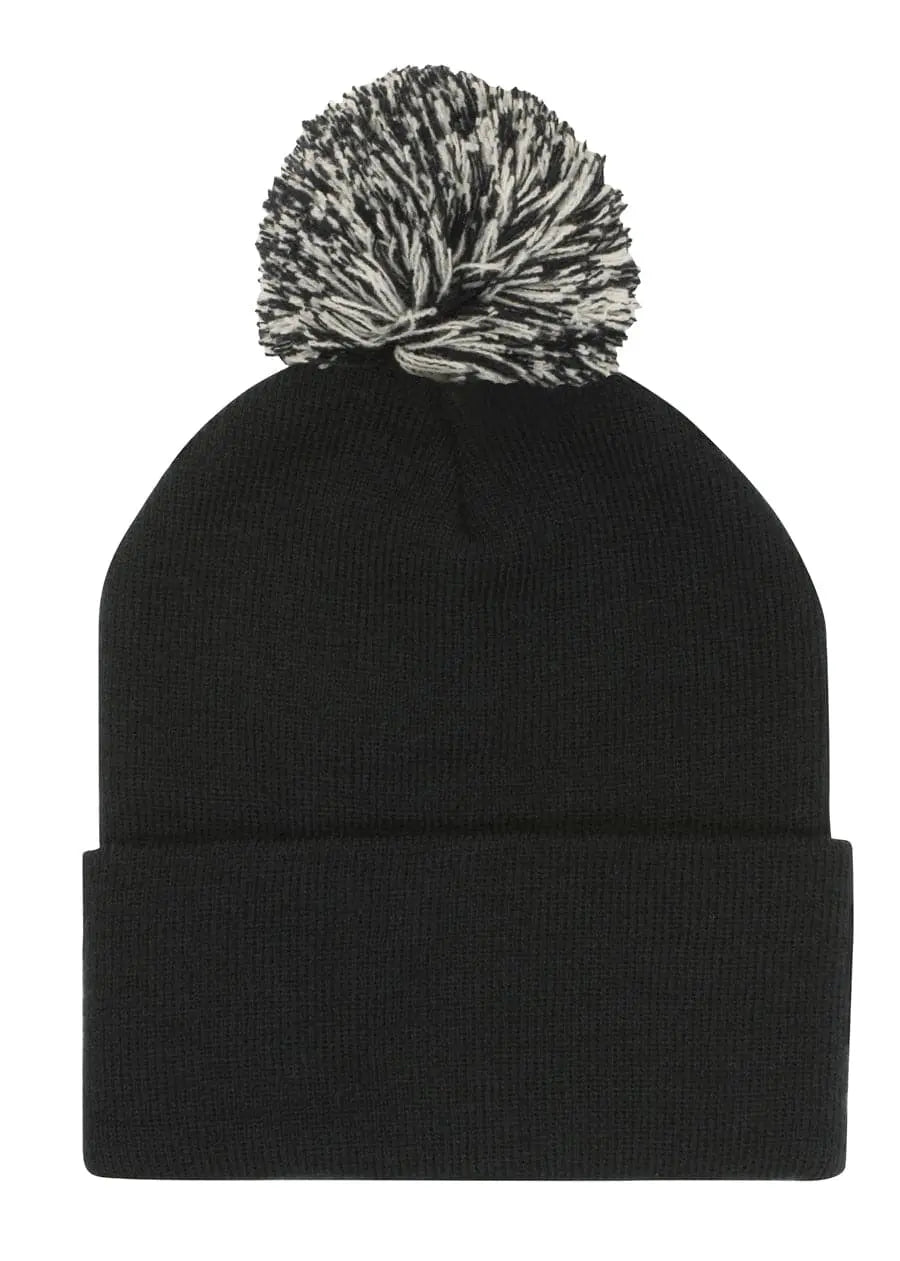Headwear Knitted Acrylic Beanie With Pom Pom X12 - 4256 Metro Workwear.
