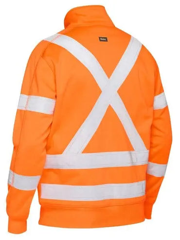 Bisley X Taped Hi Vis 1/4 Zip Pullover Vic Rail Orange BK6814XT Metro Workwear.