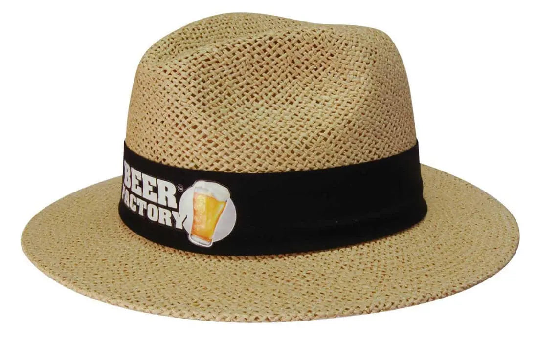 Headwear Paper Straw Hat With Material Under The Brim X12 - S4285 Metro Workwear.