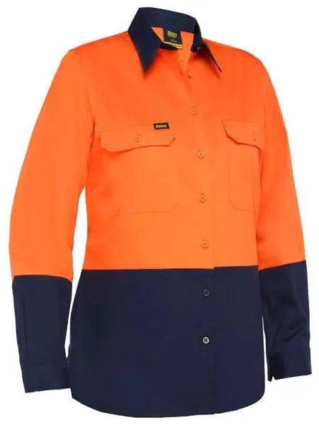 Bisley Women's Lightweight Hi Vis Cotton Drill Shirt BL6895 Metro Workwear.