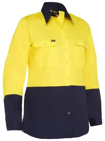 Bisley Women's Lightweight Hi Vis Cotton Drill Shirt BL6895 Metro Workwear.