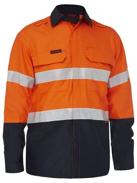 Bisley Workwear Apex 185 Taped Hi Vis Fire Retardant Ripstop Vented Shirt BS8438T Metro Workwear.
