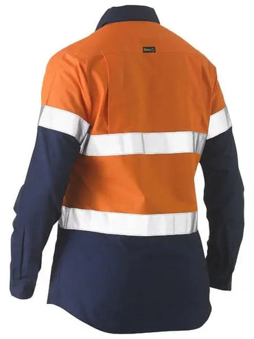 Women's Taped Two Tone Hi Vis Recycled Drill Shirt BL6996T Metro Workwear.