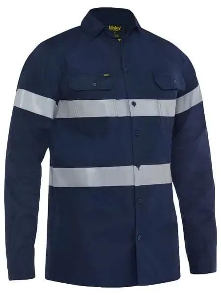 Bisley Workwear Long Sleeve Taped Lightweight Hi Vis Drill Shirt BS6883T