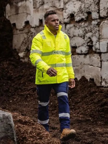 Bisley Workwear Taped Hi Vis Heated Jacket with Hood BJ6842T in Yellow