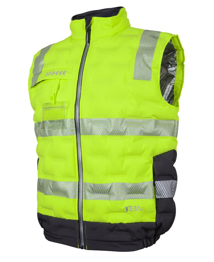 Jb's Hi Vis Graphene Puffer Taped Vest 6DGV Metro Workwear.