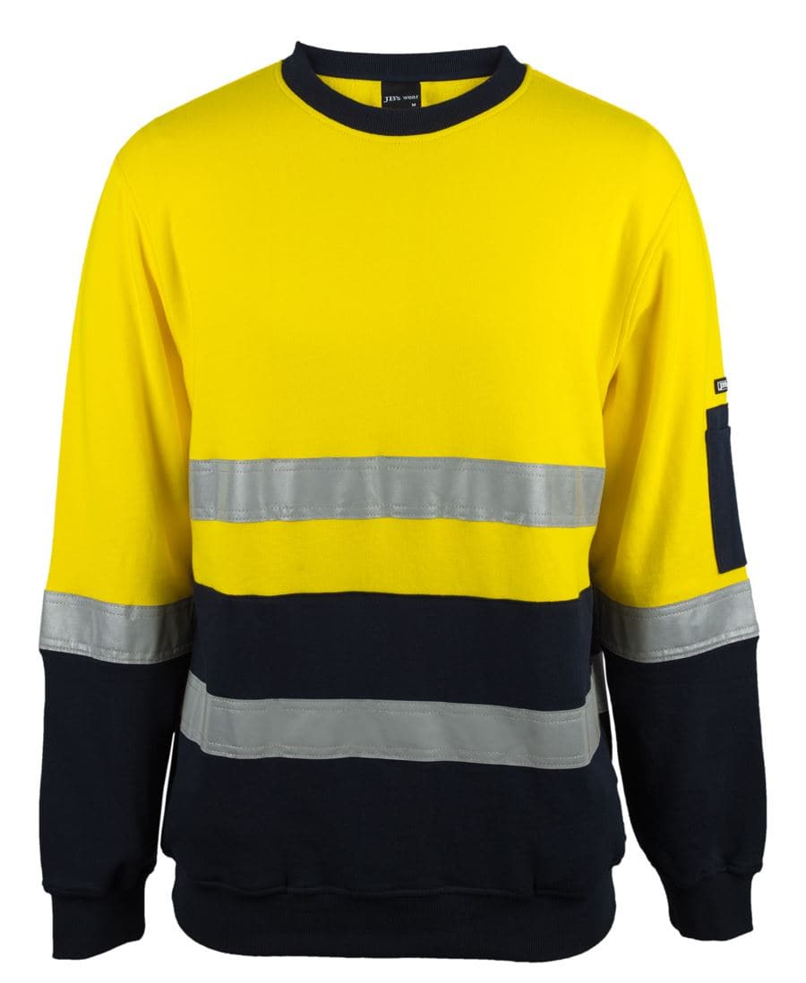 JB'S Hi-Vis 310 Cotton Day Night Crew Sweater 6DVCM Metro Workwear.