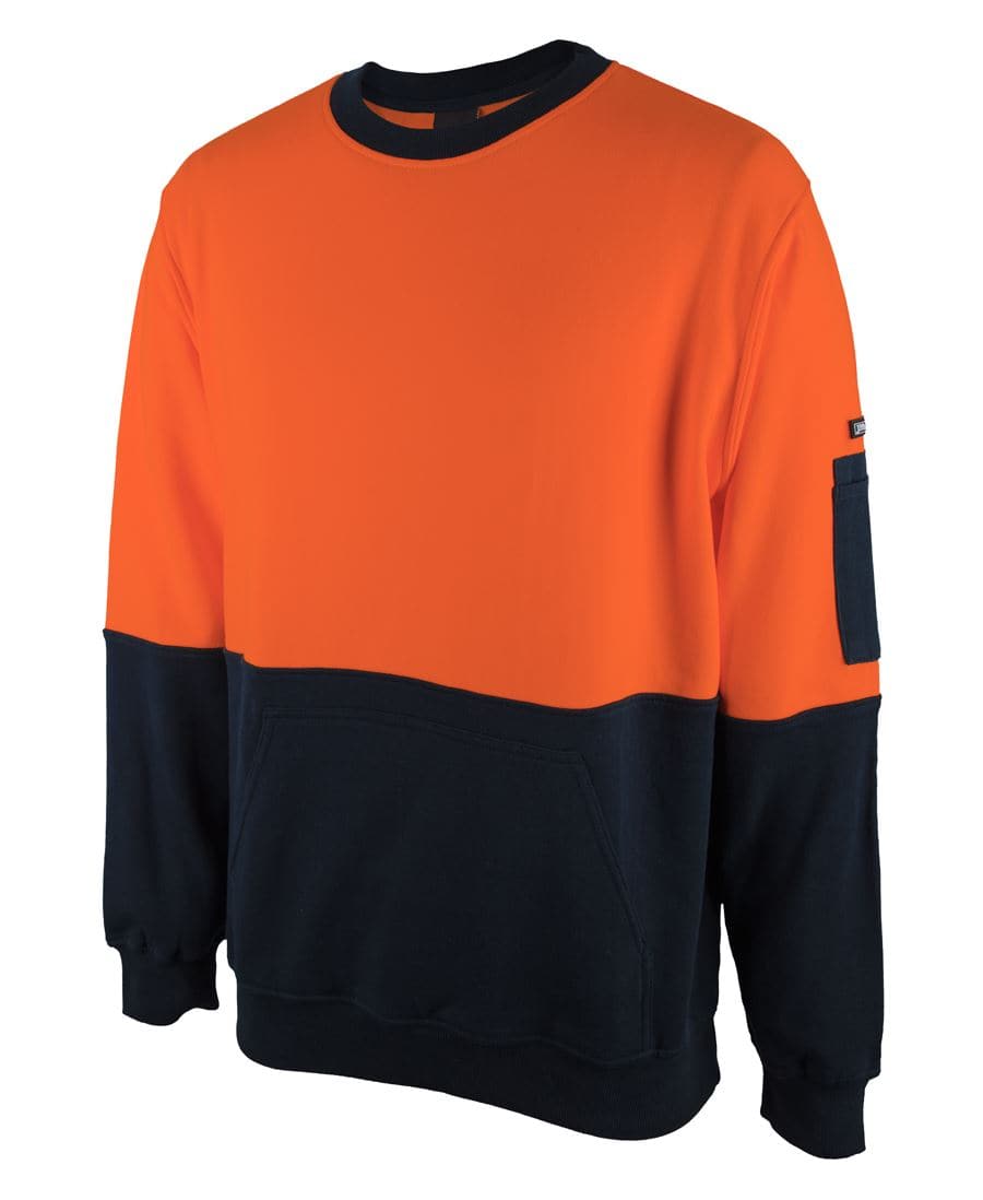 JB'S Hi-Vis 310 Cotton Crew Neck Sweater 6HVCM Metro Workwear.