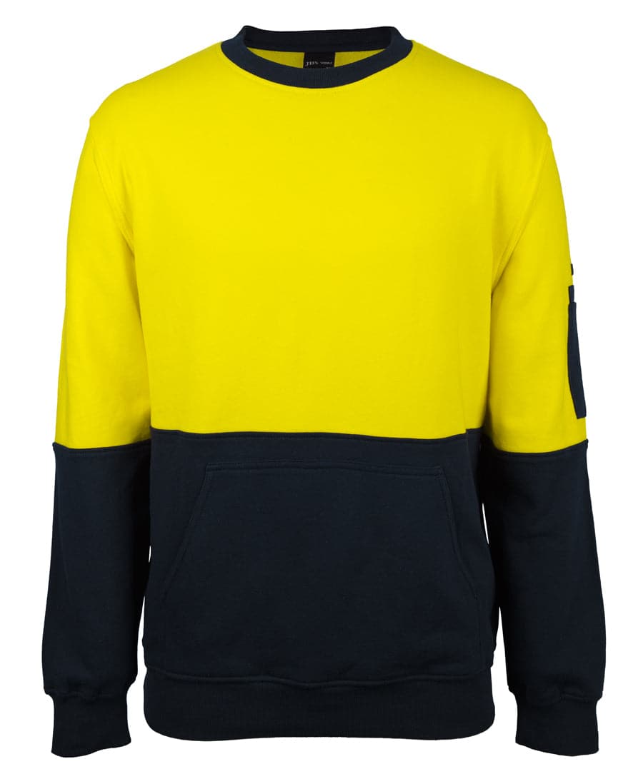 JB'S Hi-Vis 310 Cotton Crew Neck Sweater 6HVCM Metro Workwear.