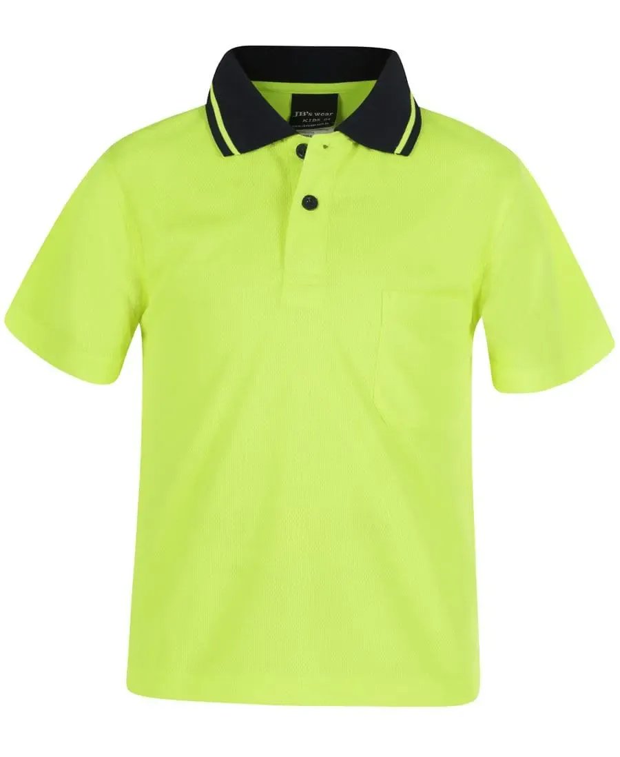JB'S Wear Kids’ Short Sleeve Hi-Vis Non-Cuff Traditional Polo Work Shirt 6HVNC