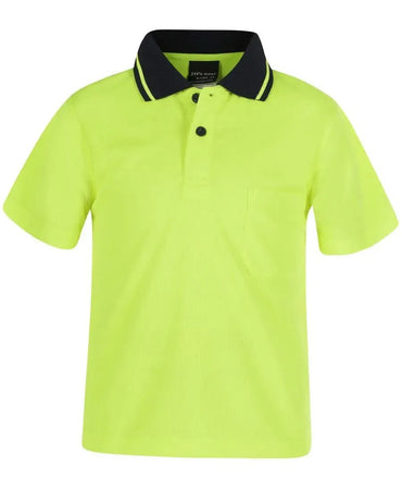 JB'S Wear Kids’ Short Sleeve Hi-Vis Non-Cuff Traditional Polo Work Shirt 6HVNC