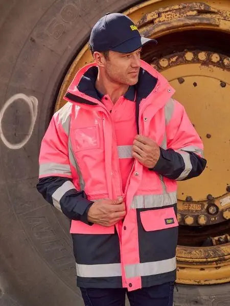 Bisley Workwear Taped Hi Vis 5 In 1 Rain Jacket BK6975 Metro Workwear.