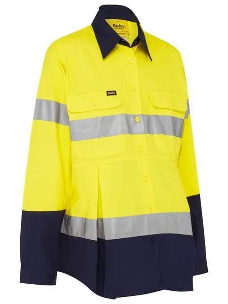 Women's Taped Hi Vis Maternity Drill Shirt BLM6456T Metro Workwear.