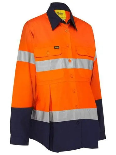 Women's Taped Hi Vis Maternity Drill Shirt BLM6456T Metro Workwear.