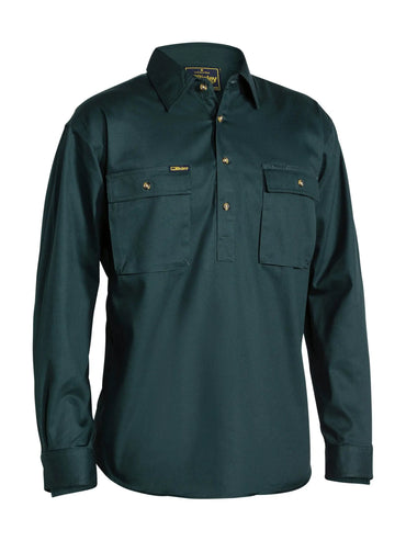 Bisley Workwear Closed Front Cotton Drill Long Sleeve Shirt BSC6433 Metro Workwear.