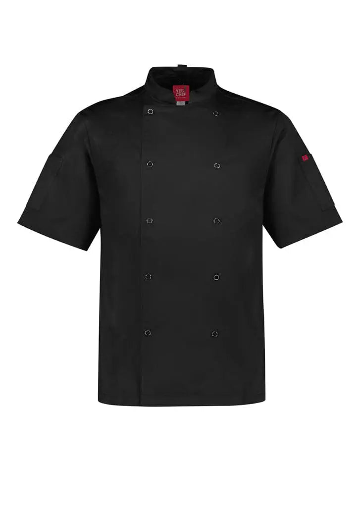 Biz Collection Zest Men's Short Sleeve Chef Jacket - CH232MS in Black