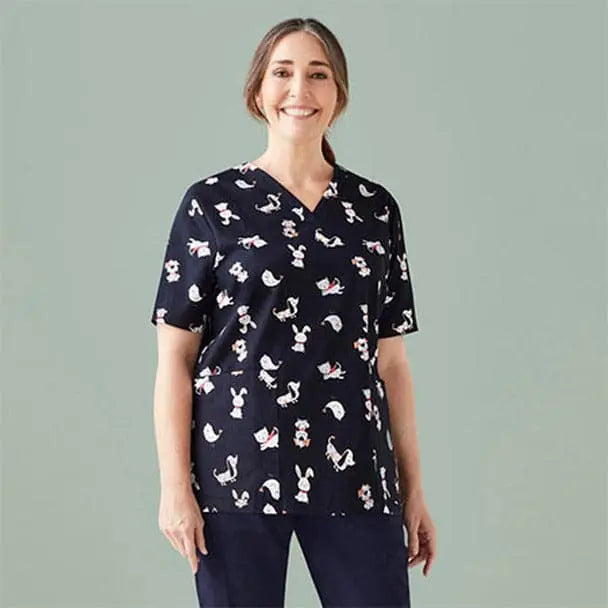 Women's Printed Best Friends Scrub Top CST147LS Metro Workwear.