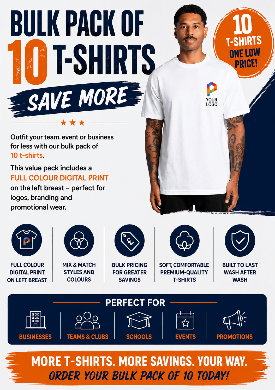 As Colour Printed Men's Block Tubular Tee 5050T (Printed 10 pack)
