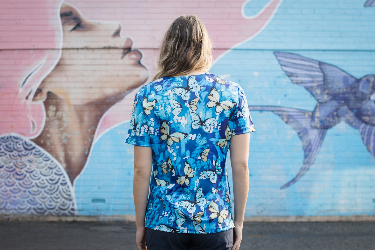 Softies Women's Butterfly Park Slim Fit Fun Scrub Top BPOT01 Metro Workwear.