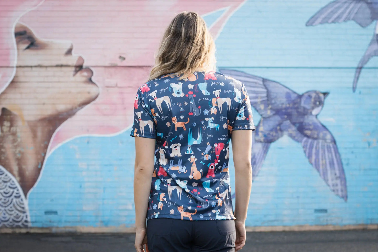 Softies Women's Doggy World Slim Fit Fun Scrub Top DWOT01  Simply Scrubs Australia