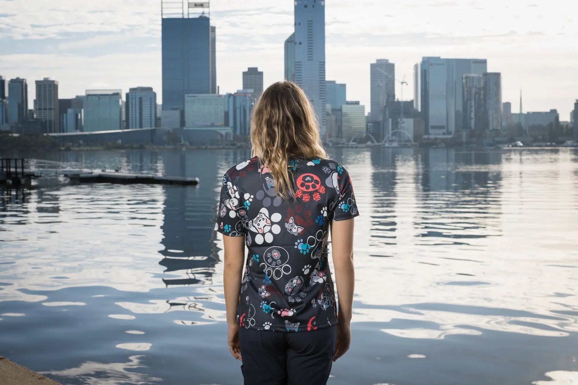 Softies Women's Dog Paw's Slim Fit Fun Scrub Top DPOT01  Simply Scrubs Australia