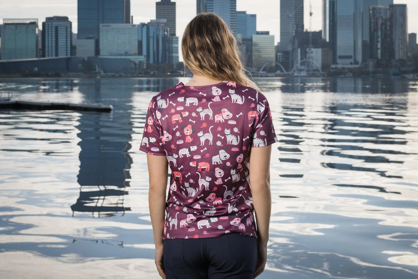 Softies Women's Purple Dog Slim Fit Fun Scrub Top PDOT01  Simply Scrubs Australia