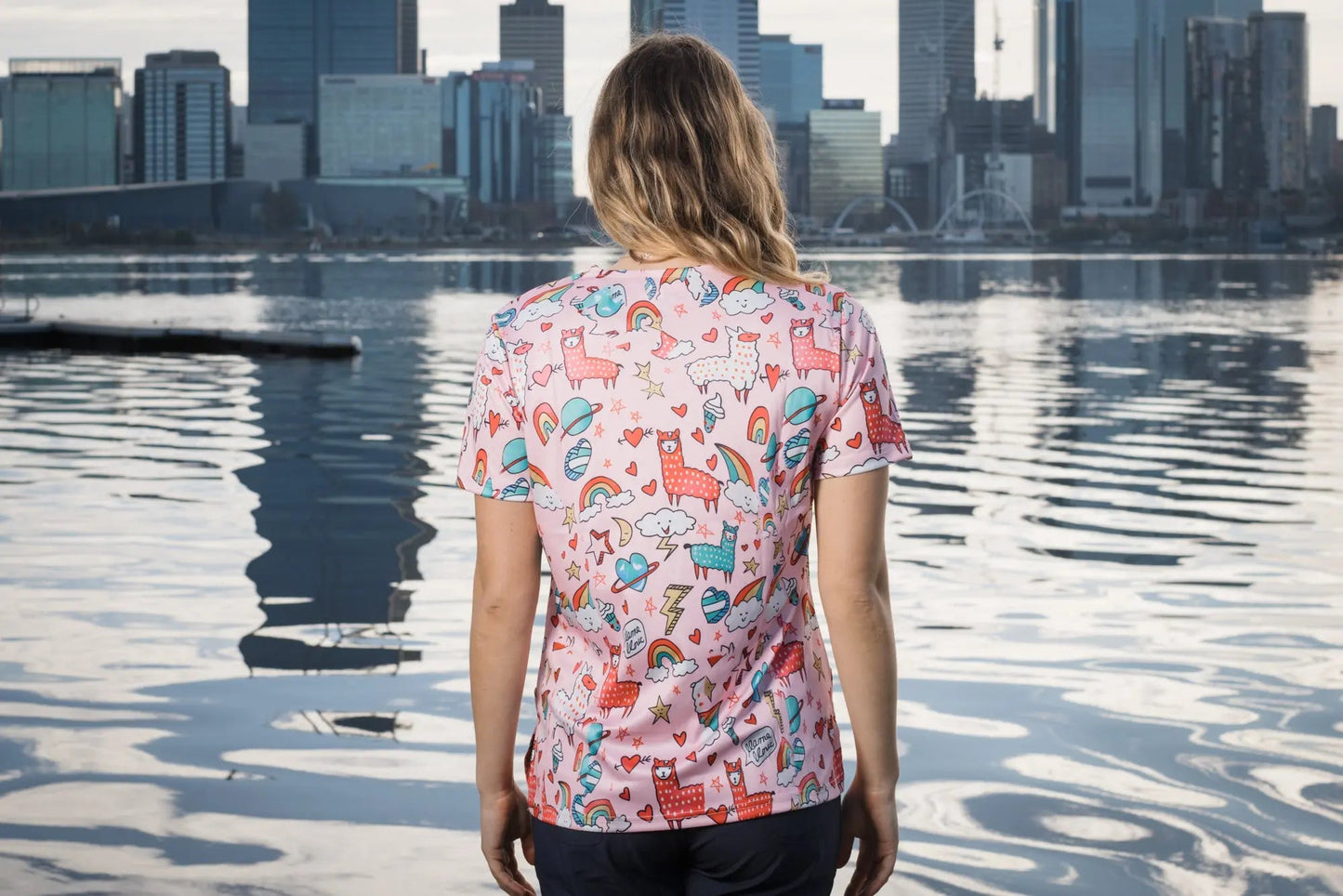 Softies Women's Lazy Lama Slim Fit Fun Scrub Top LMOT01  Simply Scrubs Australia