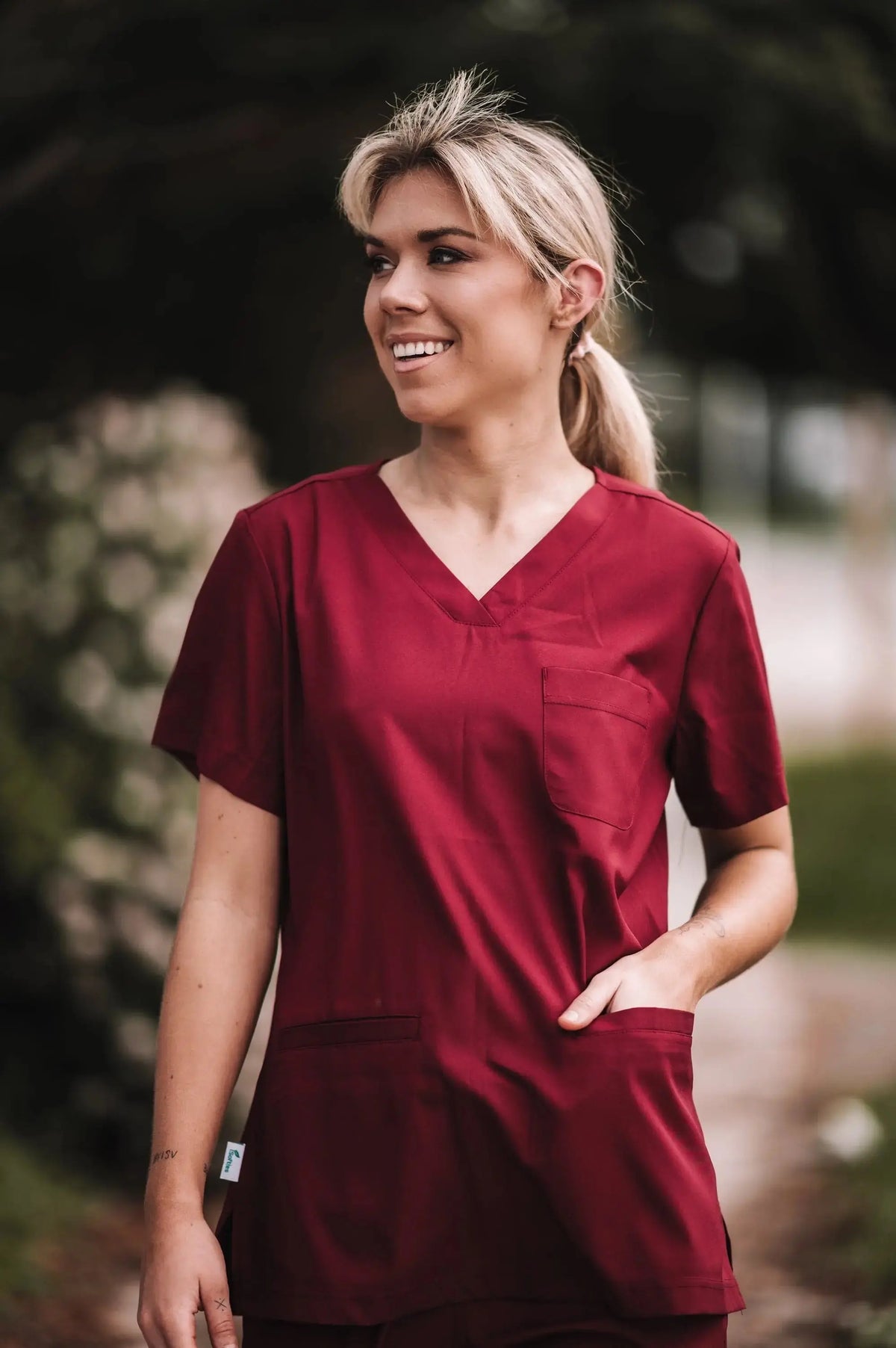 Softies London Women’s Premium Scrub Top LT01 in Red Wine