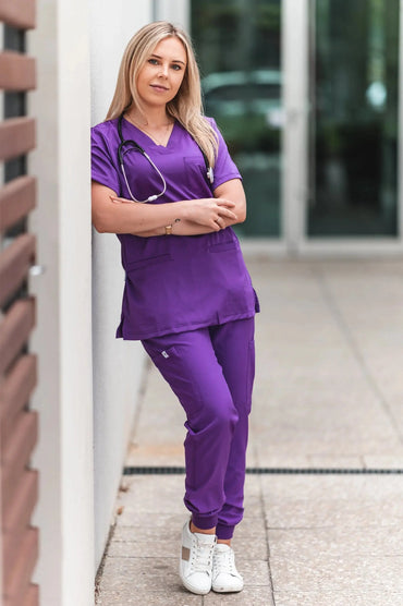 Softies London Unisex Premium Scrub Jogger Cargo Pants LP01 in Purple
