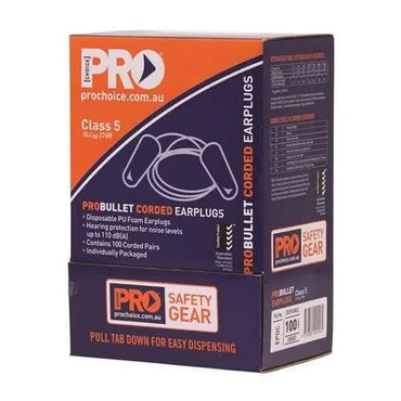 Pro Choice Pro-bullet Pu Earplugs Corded - Box Of 100 - EPOC Metro Workwear.