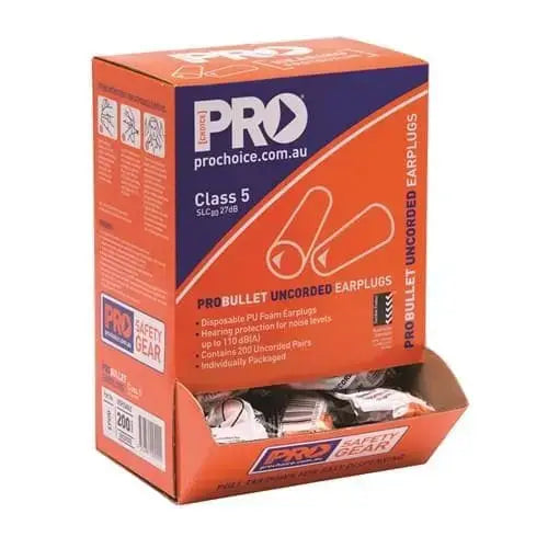 Pro Choice Pro-bullet Pu Earplugs Uncorded - BOX OF 200 PPE Pro Choice