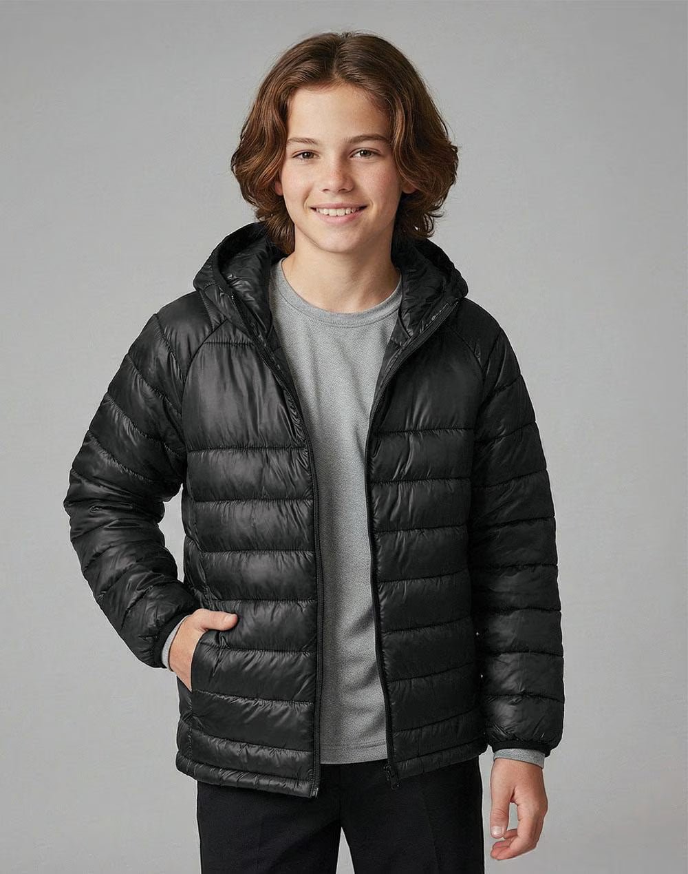 Winning Spirit Kids Sustainable Lightweight Hooded Puffer Jacket JK67K