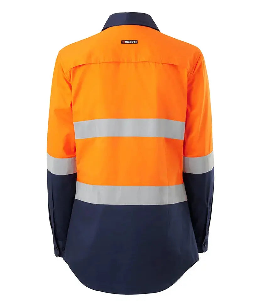 KingGee Women's Hi Vis Vented Spliced Long Sleeve Work Shirt K44221 Metro Workwear