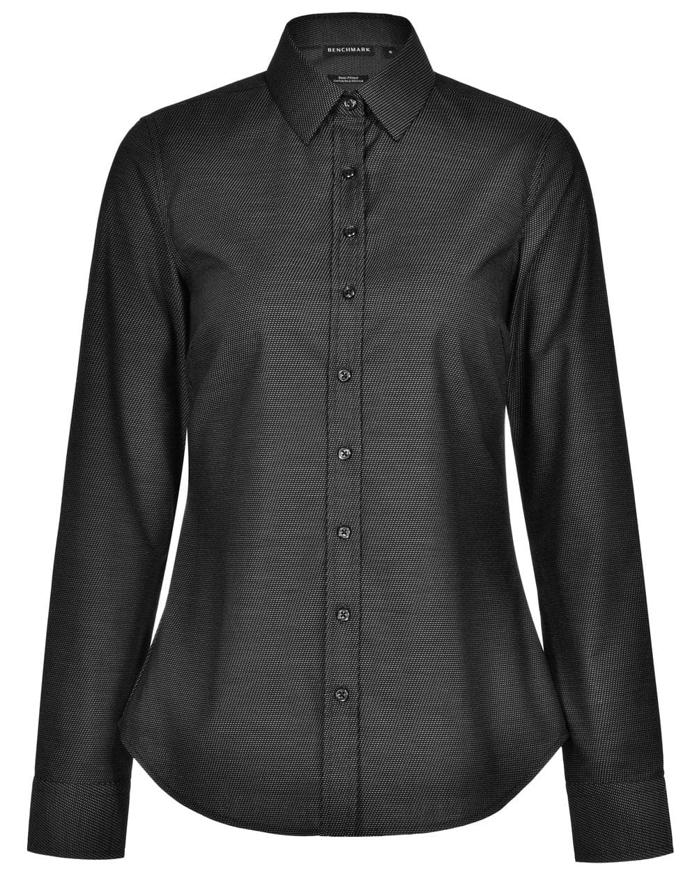 Ladies Dot Jacquard Stretch Long Sleeve Ascot Shirt M8400L Metro Workwear.