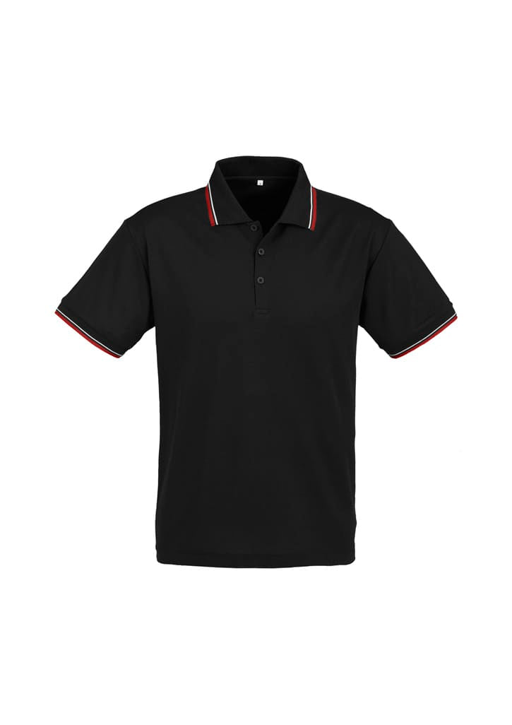 Biz Collection Men’s Cambridge Polo P227MS in Black/Red/White