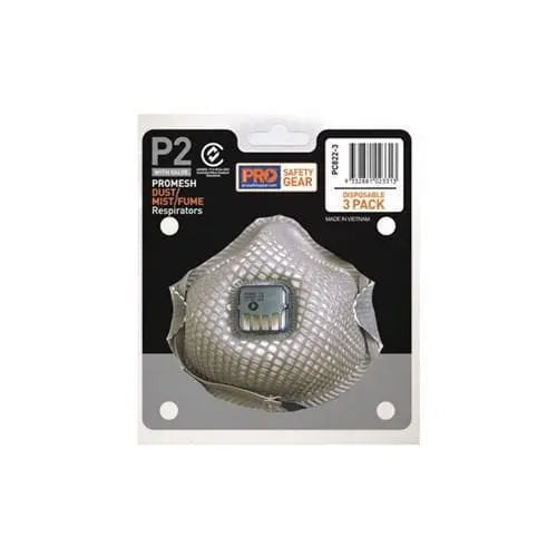 Pro Choice Pro-mesh Respirator P2, With Valve 3 Piece Blister Pack - PC822-3 Metro Workwear.