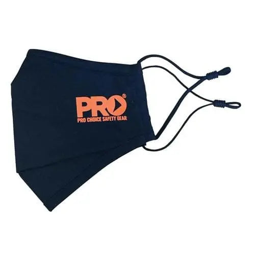 Pro Choice Reusable 3 Layer Face Mask With Adjustable Ear Loops 100% Cotton X20 - RFM-BK Metro Workwear.