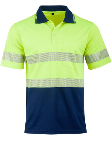 Unisex Cool Dry Segmented Tapes Hi Vis Short Sleeve Polo Shirt SW85 Metro Workwear.