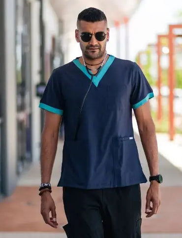 Softies Stanmore Unisex Contrast Trim Scrub Top STANT01 Simply Scrubs Australia