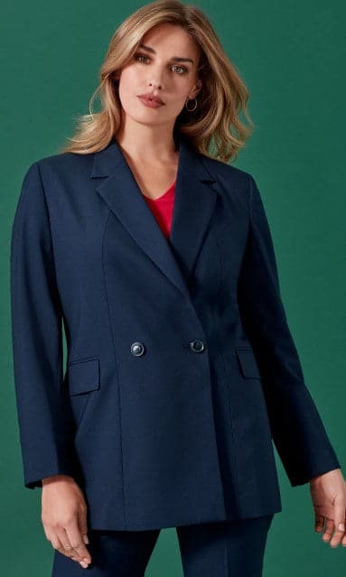 Biz Corporates Women's Renew Double Breasted Longline Jacket RJ400L Metro Workwear.